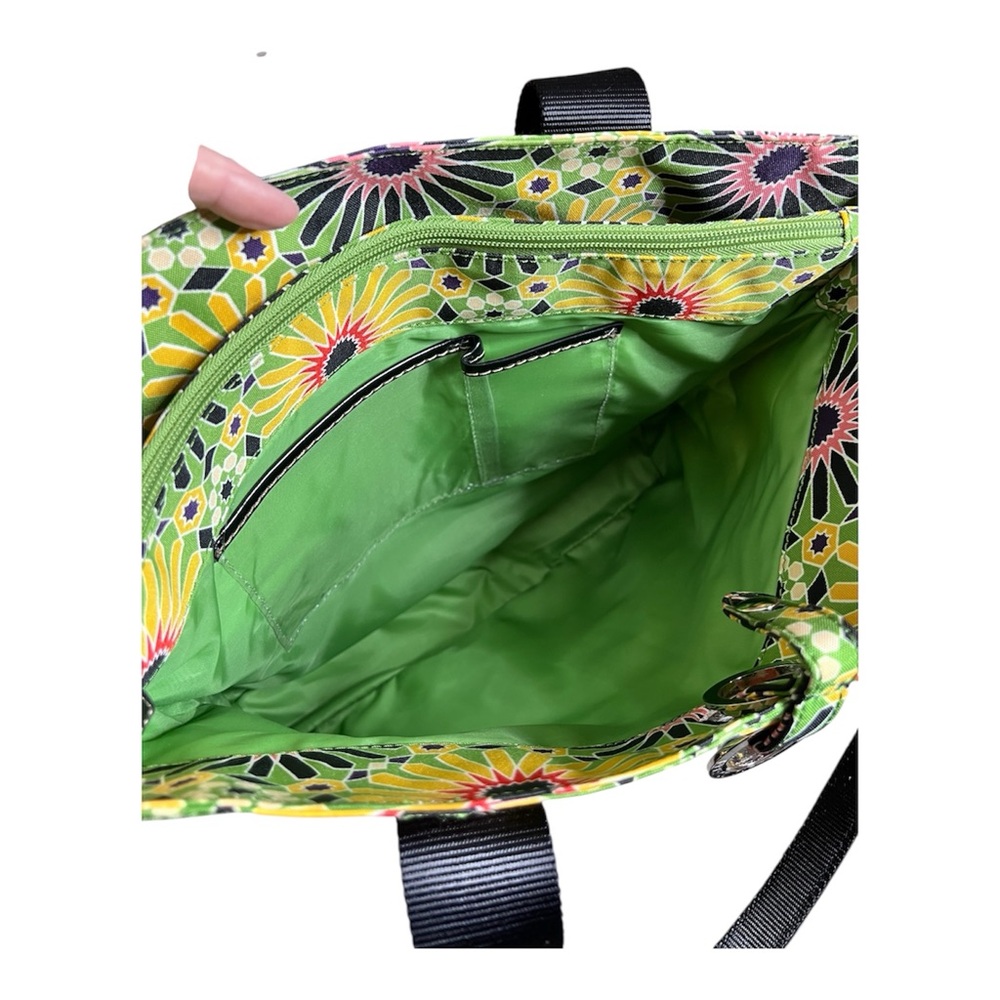 Franco Sarto Canvas Geometric Green/Yellow/Black Floral Tote - Picture 8 of 9